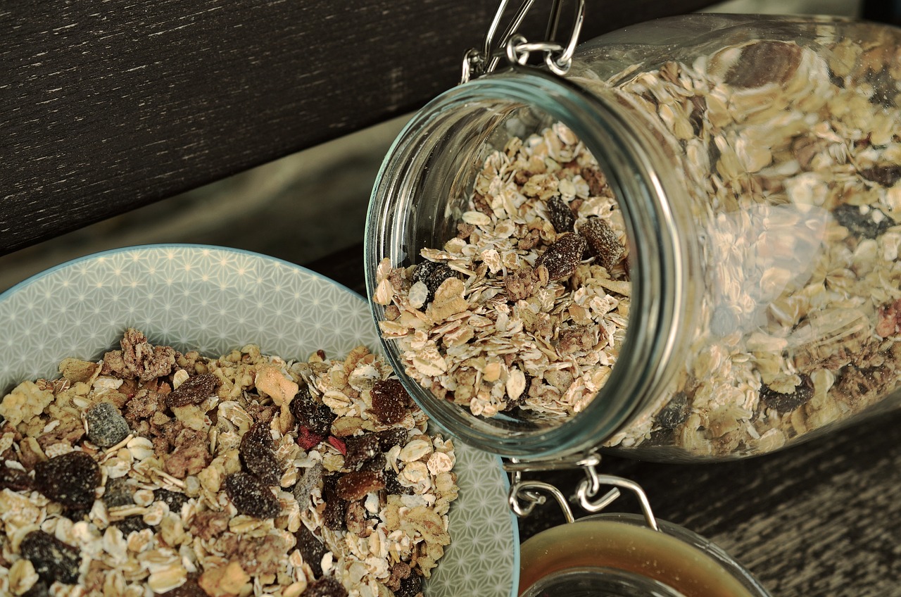 cereal, glass, mason jar