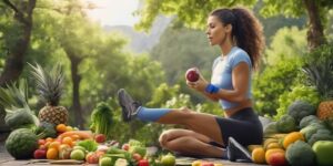 person exercising outdoors with healthy food