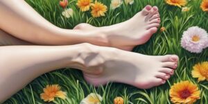 fresh feet in grass with flowers